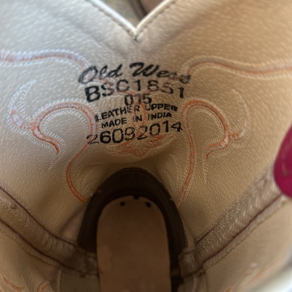 Old West Girls Square Toe Brown And Red Western Boots. Good Condition. - Picture 5 of 6